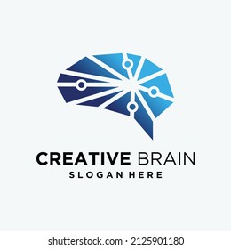Diseño del logo de la tecnología cerebral diseño del cerebro con plantilla de combinación de tecnología