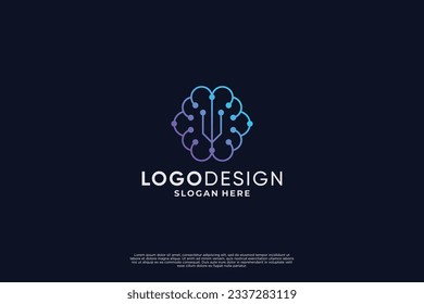 Brain technology logo design, brain connect, brain digital logo concept.