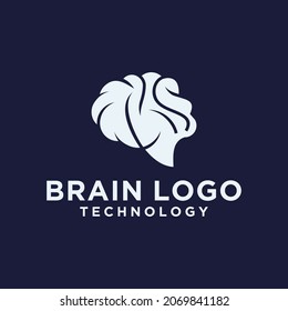 Brain technology logo design digital brain logo template set of brain logotype abstract dots and lines concept.	