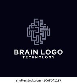Logo für Gehirntechnologie Design digitales Hirn Logo-Template Set von Gehirn-Logotype abstrakte Punkte und Linien Konzept.	