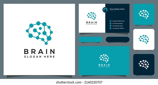 estilo de línea de diseño de logotipo de tecnología cerebral