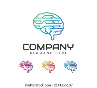 Plantilla de diseño de logotipo de tecnología cerebral