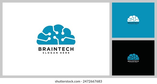 Brain technology logo design template