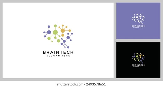 Brain technology logo design template