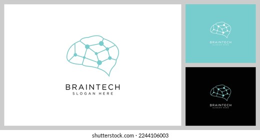 brain technology logo design vector template