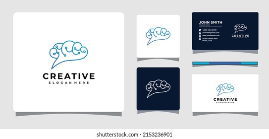 Brain Technology Logo Template With Business Card Design Inspiration