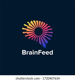 Brain technology logo template, brain connection logo vector icon. digital brain. brain hub logo design.