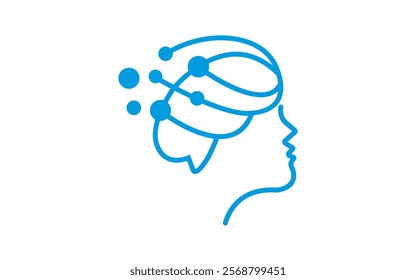 Brain technology storming line art vector template logo design 