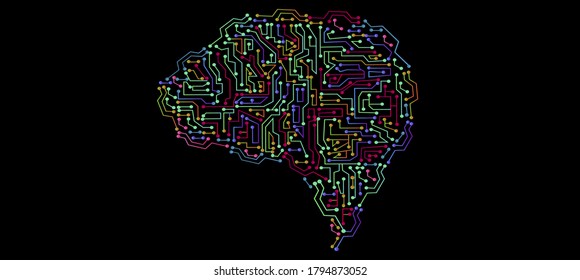 Brain technology  think with circuit board, illustration Creativity modern Idea and Concept Vector