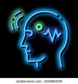 Brain Telepathic Control neon light sign vector. Glowing bright icon transparent symbol illustration