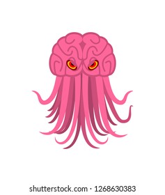 Brain With Tentacles. Monster Space Invader. Parasite Alien From Space