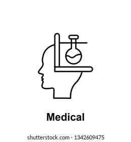 Brain, test tube icon. Element of creative thinkin icon witn name. Thin line icon for website design and development, app development. Premium icon