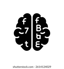 Brain with Text Symbols Inside Representing Knowledge and Language Learning