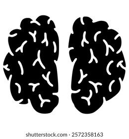 brain with texture hand drawn glyph illustration