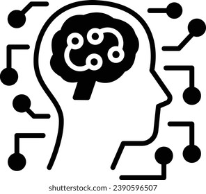 brain that controls movement intention concept, paralysis to control device vector icon design, predictive modeling or adaptive control symbol artificial intelligence sign, neural circuit illustration