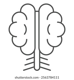 Brain thin line icon, clinical research concept. Vector graphics. Human brain organ sign on white background, outline style icon for mobile or web design