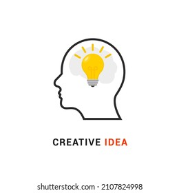 Idea cerebral idea idea cabeza vectorial icono. Símbolo de idea creativa para la cabeza humana