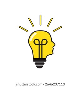 Brain think idea mind head vector icon. Man face human head creative idea symbol