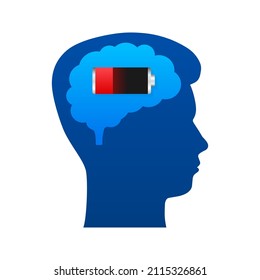 Cerebro, piensa en el concepto de carga con idea procesada en una barra de bombillas. Ilustración de material vectorial.