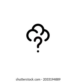 Pensamiento del cerebro mente de preguntas Símbolo de contorno, logotipo e ilustración Vector