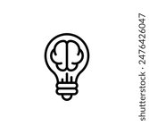 brain thinker outline icon and illustration