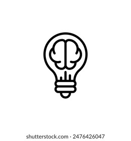 brain thinker outline icon and illustration