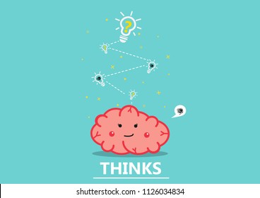 brain thinking cartoon vector. 