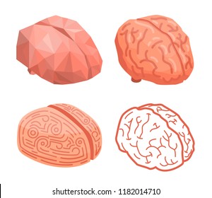 Brain Thinking Concept Background. Isometric Illustration Of Brain Thinking Vector Concept Background For Web Design