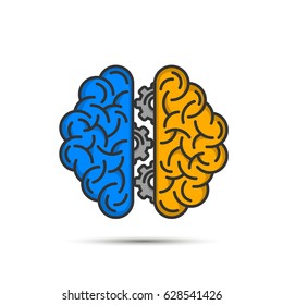 Brain thinking gear on the white background. Vector illustration