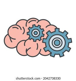 Brain thinking icon. Outline brain thinking vector icon color flat isolated on white