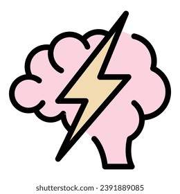 Brain thinking icon outline vector. Critical think. Mind skill color flat