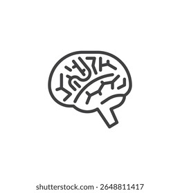 Brain Thinking line icon. Outline icon vector of a human brain. This icon symbol fits intelligence, learning, creativity, and cognitive education topics.