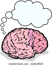 Brain with a thought bubble above it