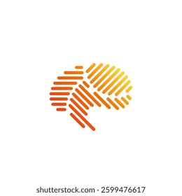 Brain with Thread Digial Line Form, Mind and Mental Logo Design Vector