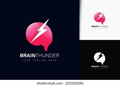 Brain thunder logo design with gradient