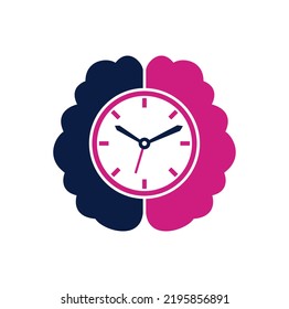 Brain time vector logo template. This design use clock symbol. Time Brain Icon Logo Design Element