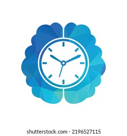 Brain time vector logo template. This design use clock symbol. Time Brain Icon Logo Design Element