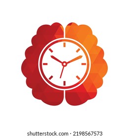 Brain time vector logo template. This design use clock symbol. Time Brain Icon Logo Design Element