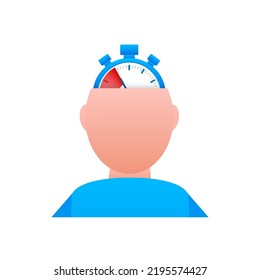 Brain timer, great design for any purposes. Deadline concpet Flat vector illustration.