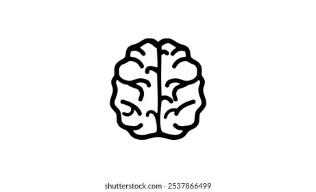 Vista superior del cerebro, silueta aislada negra