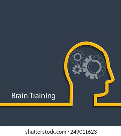 Brain Training. Gear Head. Vector Illustration