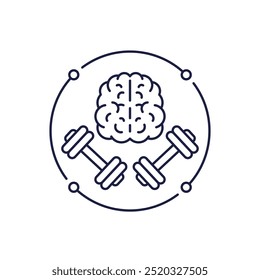 brain training icon, line vector