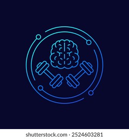 ícone de treinamento do cérebro, design vetorial linear