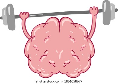 Cerebro en entrenamiento, ilustración, vector sobre fondo blanco.
