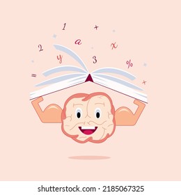 Formación cerebral, músculos bombeados con conocimiento ilustración vectorial sobre fondo aislado