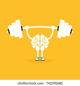 Brain training with weightlifting flat design. Creative idea concept, vector illustration