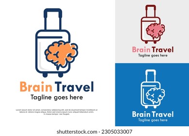 Brain travel design logo template illustration