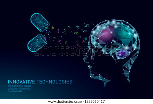 脳治療の低ポリ3dレンダリング 麻薬に強い人間の能力は スマートな精神衛生を刺激する アルツハイマー病と認知症患者の認知リハビリテーションのベクター イラスト のベクター画像素材 ロイヤリティフリー