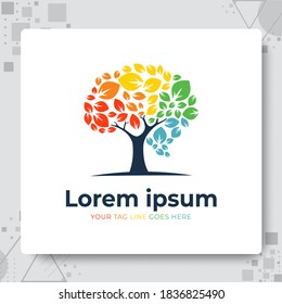 brain tree childcare education logo. Growing brain design vector.