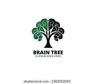 Brain and tree combination illustration vector design for logo and icon